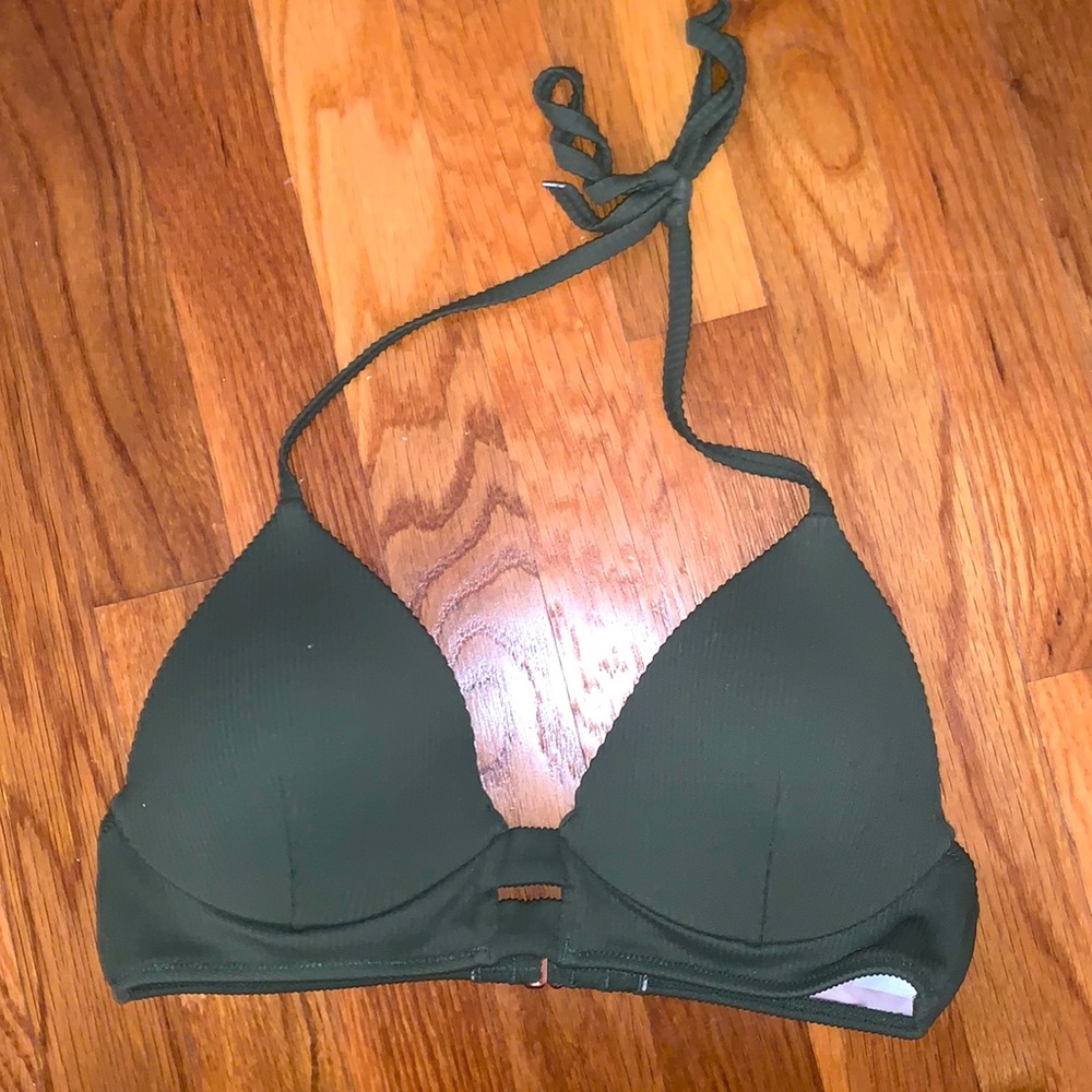 Shade & Shore olive green halter bikini top